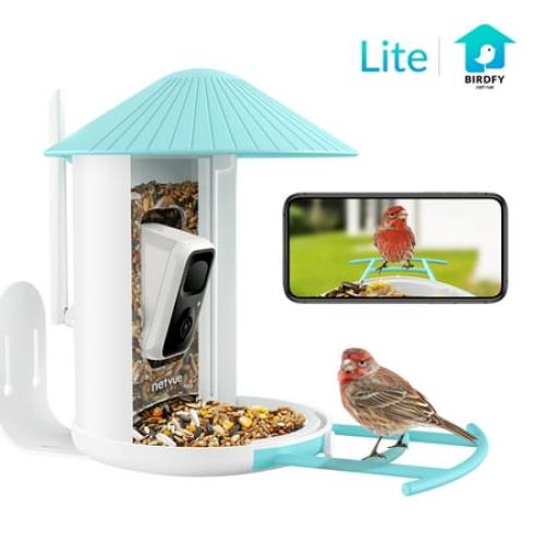 AS-IS BIRDFY - Smart Bird Feeder with Camera  AI Bird Recognition (7-Day Free Trial)  HD Video for Backyard Birdwatching - Blue