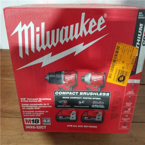 California NEW Milwaukee M18 Compact Brushless 2-Tool Combo Kit  Includes (2) Batteries  Charger & Bag