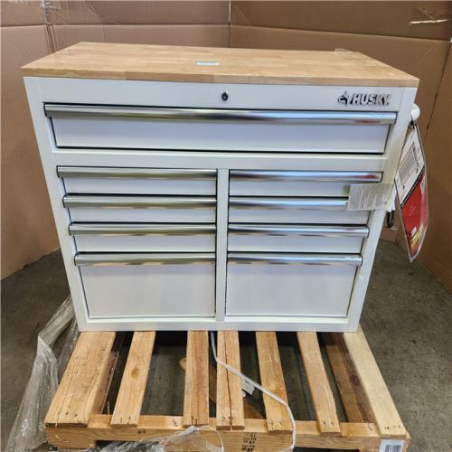 Phoenix Husky Tool Storage 46 in. W x 18 in. D 9-Drawer Gloss White Mobile Workbench Cabinet