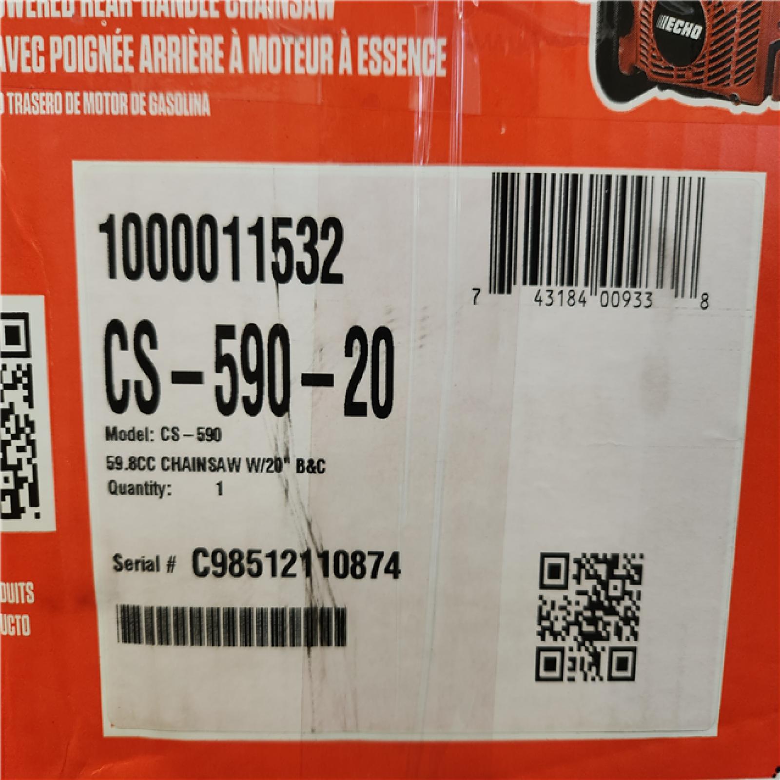 Phoenix NEW Shop ECHO 20 in. 59.8 cc Gas 2-Stroke Rear Handle Timber Wolf Chainsaw