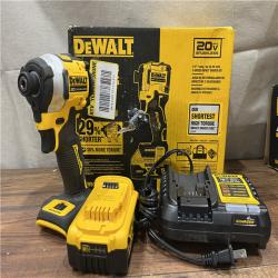 AS-IS DEWALT ATOMIC 20V MAX Lithium-Ion Cordless 1/4 in. Brushless Impact Driver Kit, 5 Ah Battery, Charger, and Bag