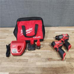 HOUSTON LOCATION - AS-IS Milwaukee FUEL 12-Volt Lithium-Ion Brushless Cordless Hammer Drill and Impact Driver Combo Kit