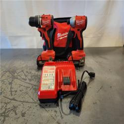 AS-IS- Milwaukee M18 18V Lithium-Ion Brushless Cordless Compact Drill/Impact Combo Kit