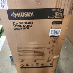 Phoenix LIKE NEW Husky Standard Duty 72 in. W x 20 in. D 10-Drawer Gloss Black Mobile Workbench Cabinet with Solid Wood Top