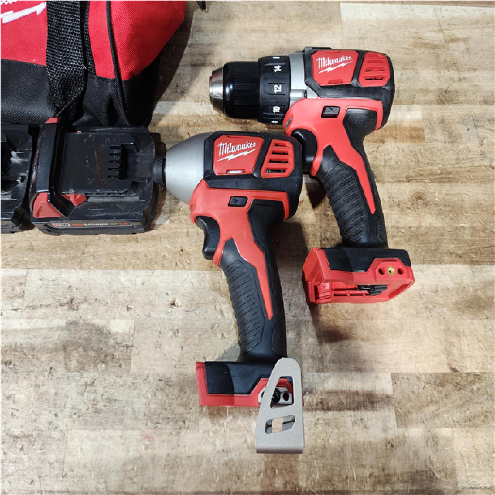 HOUSTON LOCATION - AS - IS Milwaukee 18V Lithium-Ion Cordless Drill Driver/Impact Driver Combo Kit