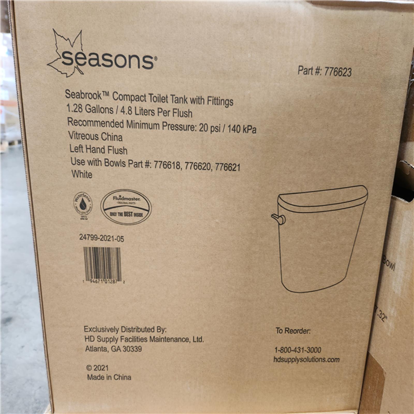 Phoenix Location NEW Seasons Seabrook Round Toilet Bowl With Tank 1.28 Gallons/ 4.8 Liters a Flush Pallet (10 Toilets)