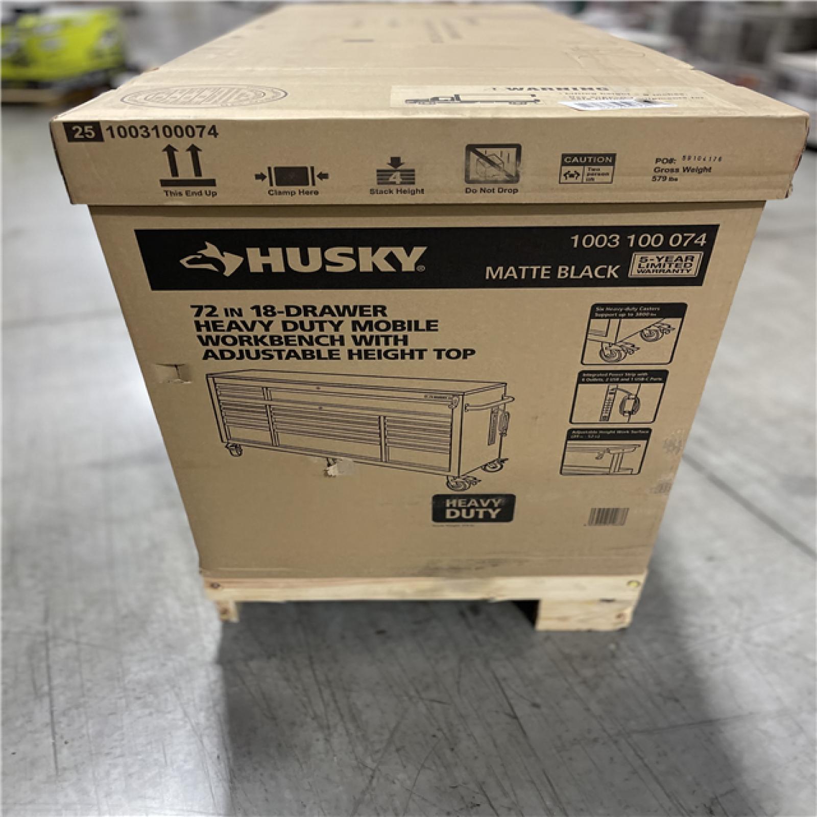 DALLAS LOCATION- Husky 72 in. W x 24 in. D Heavy Duty 18-Drawer Mobile Workbench