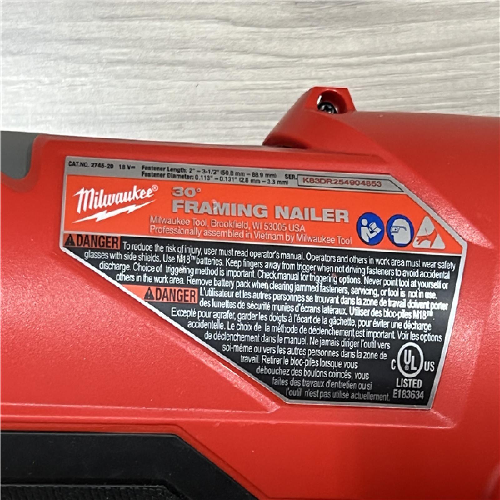 AS-IS Milwaukee FUEL 3-1/2 in. 18-Volt 30-Degree Lithium-Ion Brushless Cordless Framing Nailer (Tool-Only)