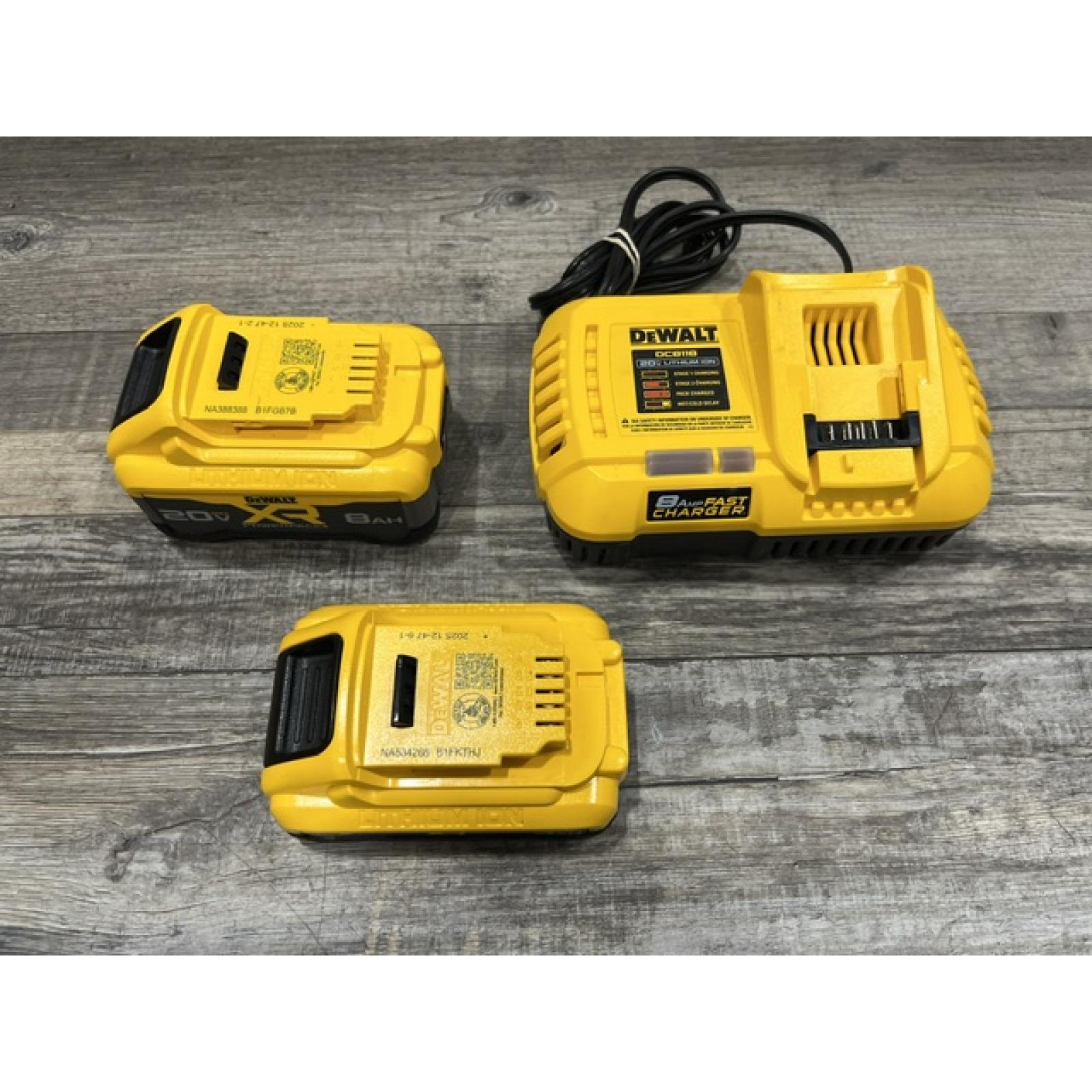 AS-IS DEWALT 20V XR Lithium-Ion Starter Pack with 8.0 Ah and 4.0 Ah Battery Packs and Charger