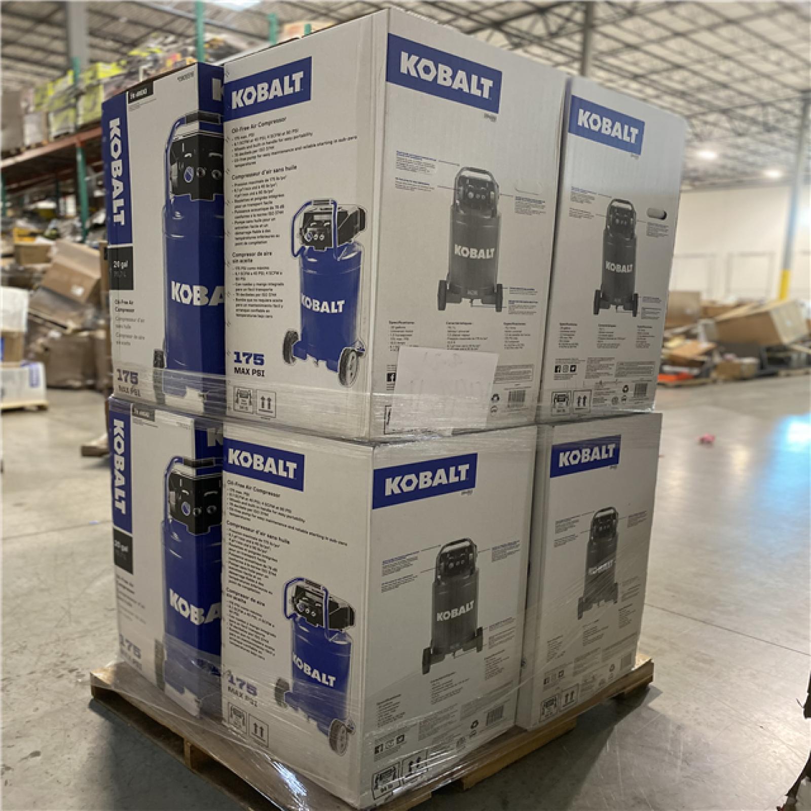 DALLAS LOCATION - Kobalt 20-Gallon Portable Electric 175 PSI Vertical Air Compressor PALLET -(8 UNITS)