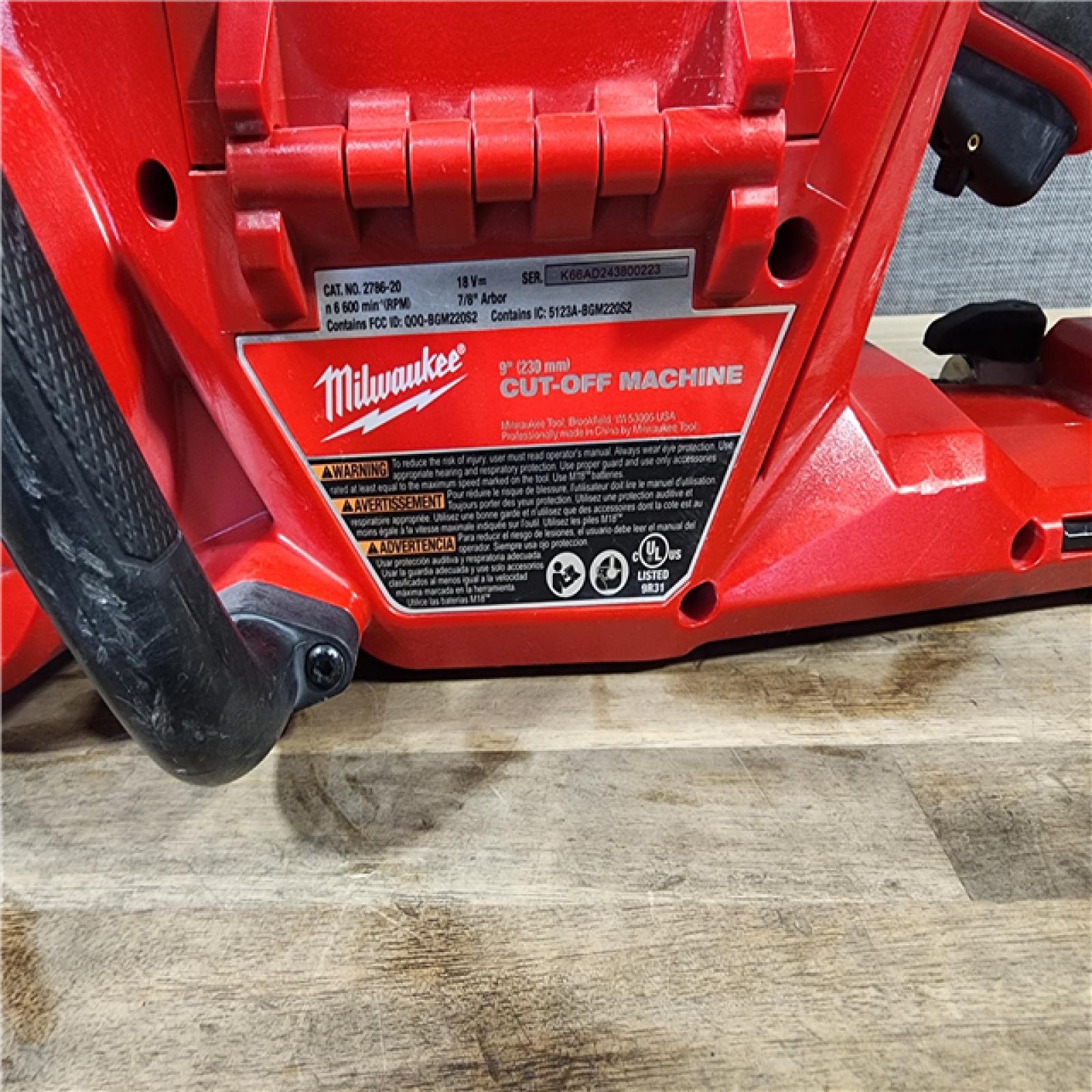 HOUSTON LOCATION - AS-IS Milwaukee M18 FUEL 9 Cut-Off Saw with ONE-KEY (TOOL ONLY)