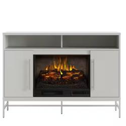 DALLAS LOCATION - SCOTT LIVING KAPLAN 48 in. Freestanding Media Console Wooden Electric Fireplace in White PALLET-(4 UNITS)