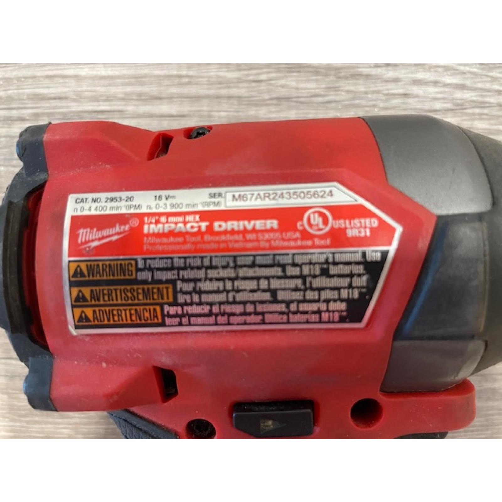 AS-IS Milwaukee FUEL 18V Lithium-Ion Brushless Cordless 1/4 in. Hex Impact Driver (Tool-Only)