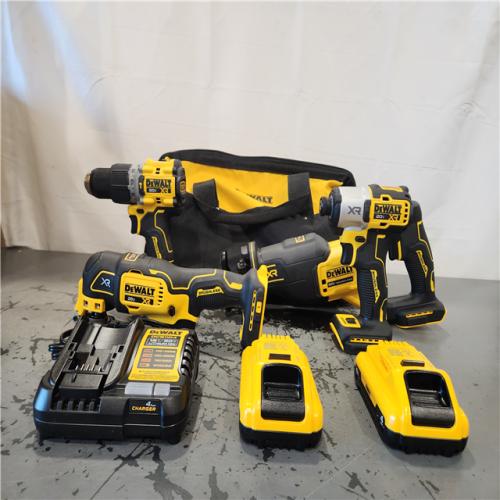 AS-IS- DEWALT 20-Volt Maximum Lithium-Ion Cordless 4-Tool Combo Kit with (2) 4 Ah Batteries and Charger