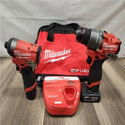 AS-IS- Milwaukee 12V Brushless Hammer Drill and Impact Driver Combo Kit