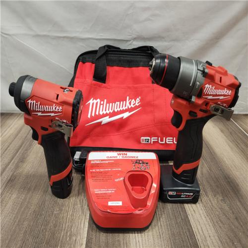 AS-IS- Milwaukee 12V Brushless Hammer Drill and Impact Driver Combo Kit