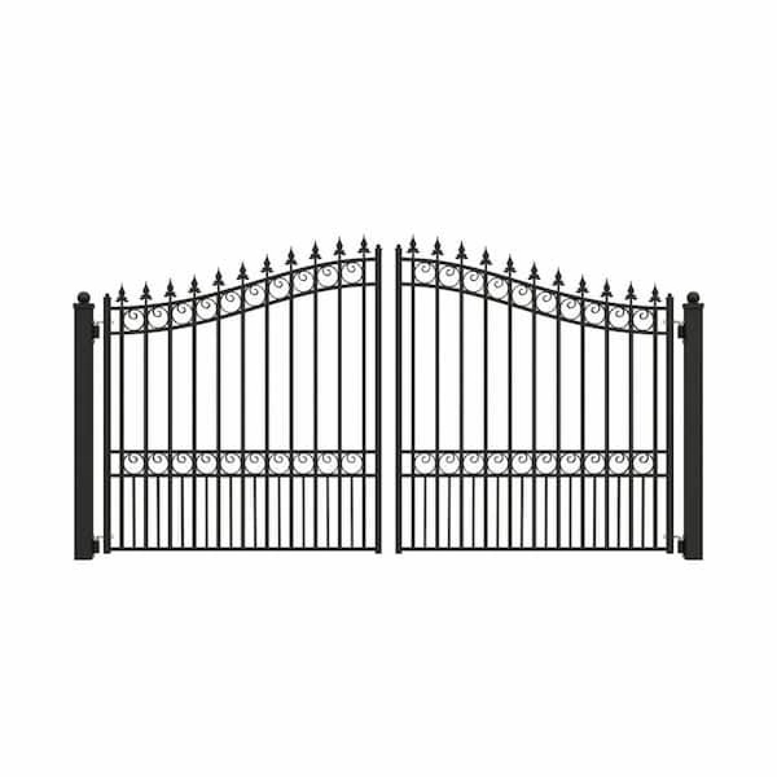 Phoenix NEW ALEKO London Style 12 ft. x 6 ft. Black Steel Dual Swing Driveway Fence Gate
