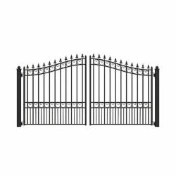 Phoenix NEW ALEKO London Style 12 ft. x 6 ft. Black Steel Dual Swing Driveway Fence Gate