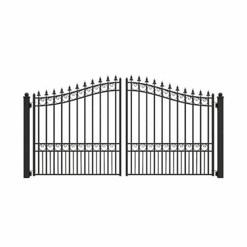 Phoenix NEW ALEKO London Style 12 ft. x 6 ft. Black Steel Dual Swing Driveway Fence Gate