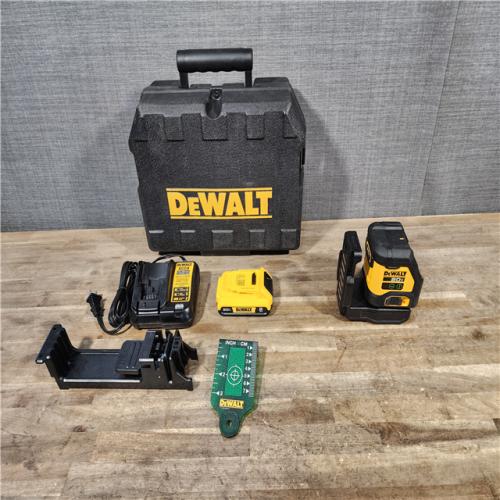 HOUSTON LOCATION - AS-IS Dewalt 20V MAX Lithium-Ion Cordless Green Cross Line Laser W/ BATTERY & CHARGER