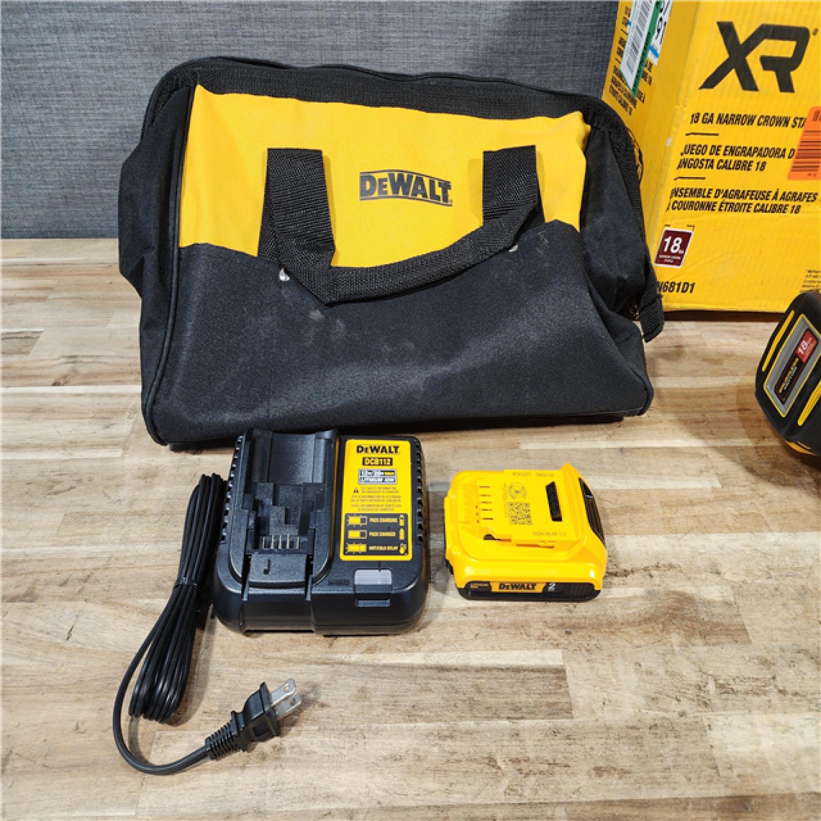 HOUSTON LOCATION - AS-IS DEWALT 20V MAX XR Lithium-Ion Cordless 18-Gauge Narrow Crown Stapler Kit