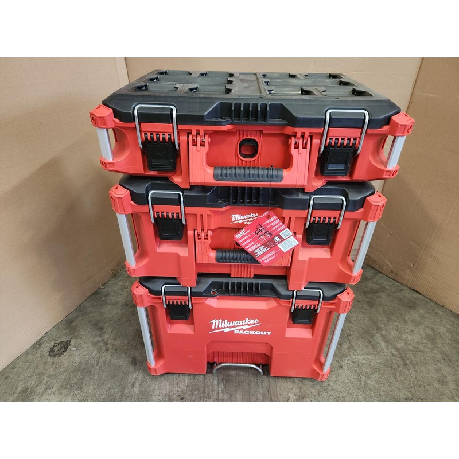 Phoenix NEW Milwaukee PACKOUT 22 in. Rolling Tool Box  22 in. Large Tool Box and 22 in. Medium Tool Box ProSystem Low Profile Handle