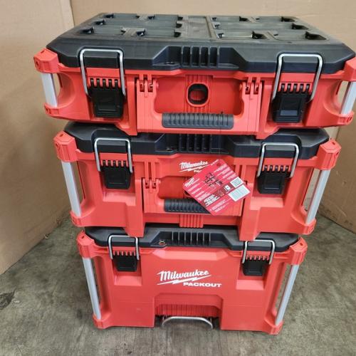 Phoenix NEW Milwaukee PACKOUT 22 in. Rolling Tool Box  22 in. Large Tool Box and 22 in. Medium Tool Box ProSystem Low Profile Handle