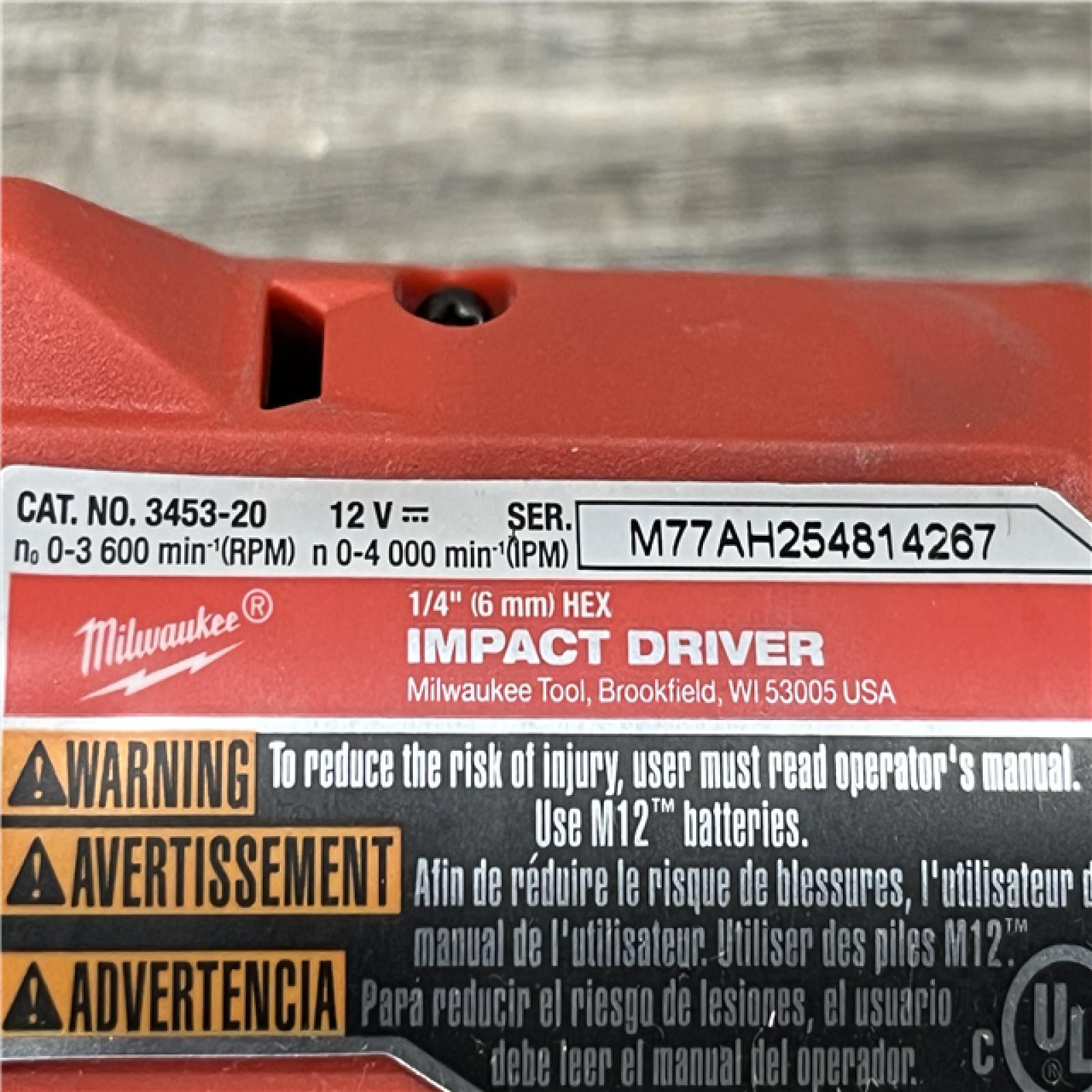 AS-IS Milwaukee FUEL 12V Lithium-Ion Brushless Cordless 1/4 in. Hex Impact Driver (Tool-Only)