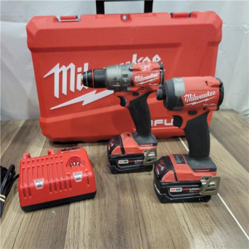 AS-IS MILWAUKEE M18 FUEL 18V Lithium-Ion Brushless Cordless Hammer Drill and Impact Driver Combo Kit (2-Tool) with 2 Batteries