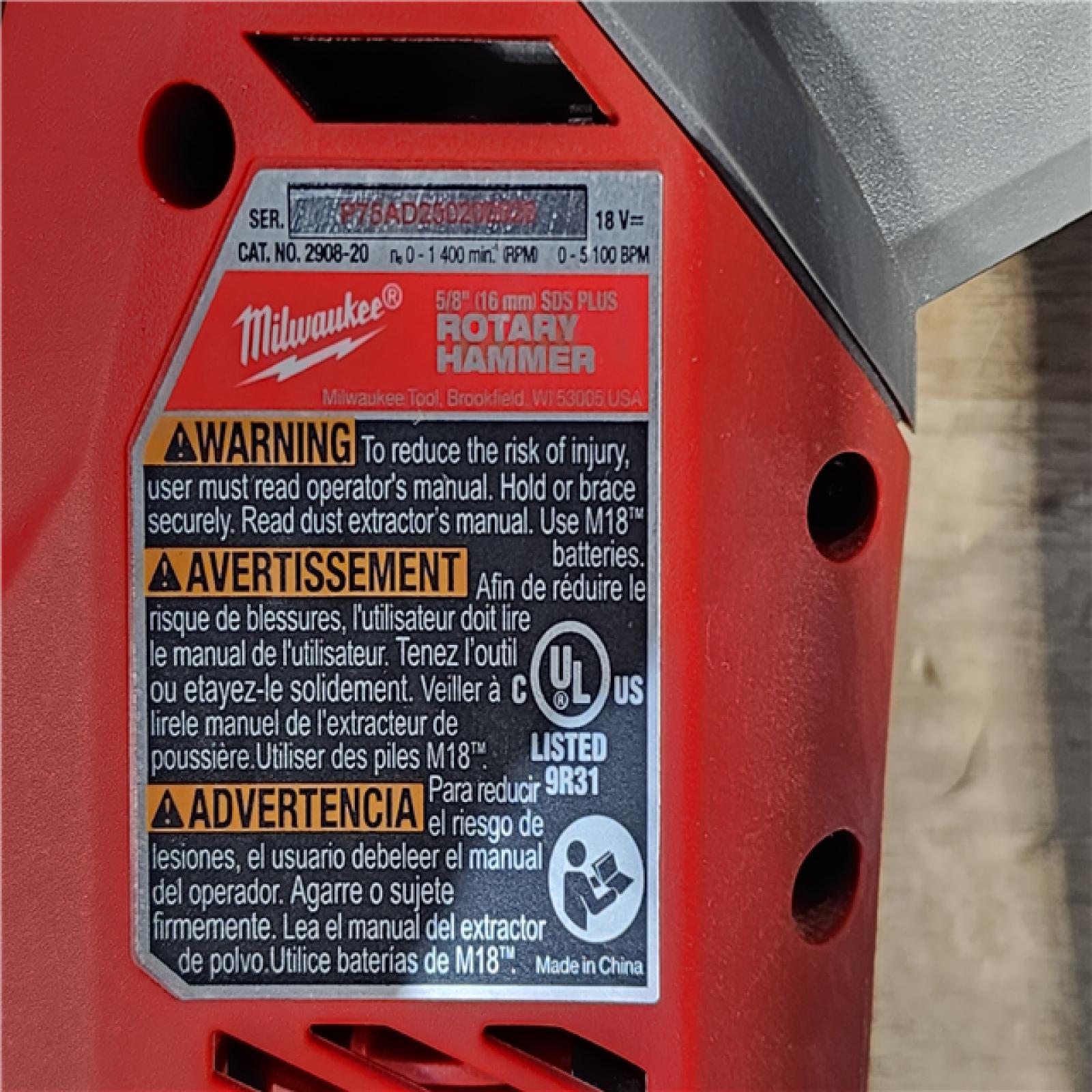 HOUSTON LOCATION - AS-IS M18 FUEL 18V Lithium-Ion Brushless Cordless 5/8 in. SDS-Plus Rotary Hammer (Tool-Only)