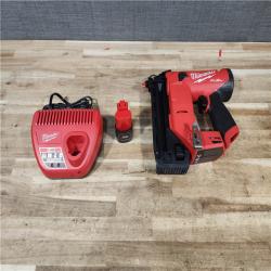 HOUSTON LOCATION - AS - IS Milwaukee FUEL 12-Volt Lithium-Ion Brushless Cordless 18-Gauge 1-1/2 in. Compact Brad Nailer W/ battery & charger