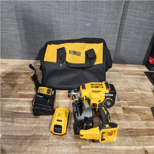 Houston Location AS-IS DEWALT 20V MAX Lithium-Ion 15-Degree Electric Cordless Roofing Nailer Kit