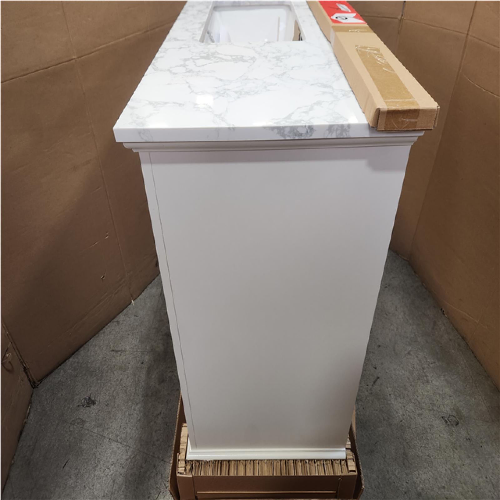 Phoenix NEW Home Decorators Collection Doveton 48 in. Single Sink Freestanding White Bath Vanity with White Engineered Marble Top (Assembled)