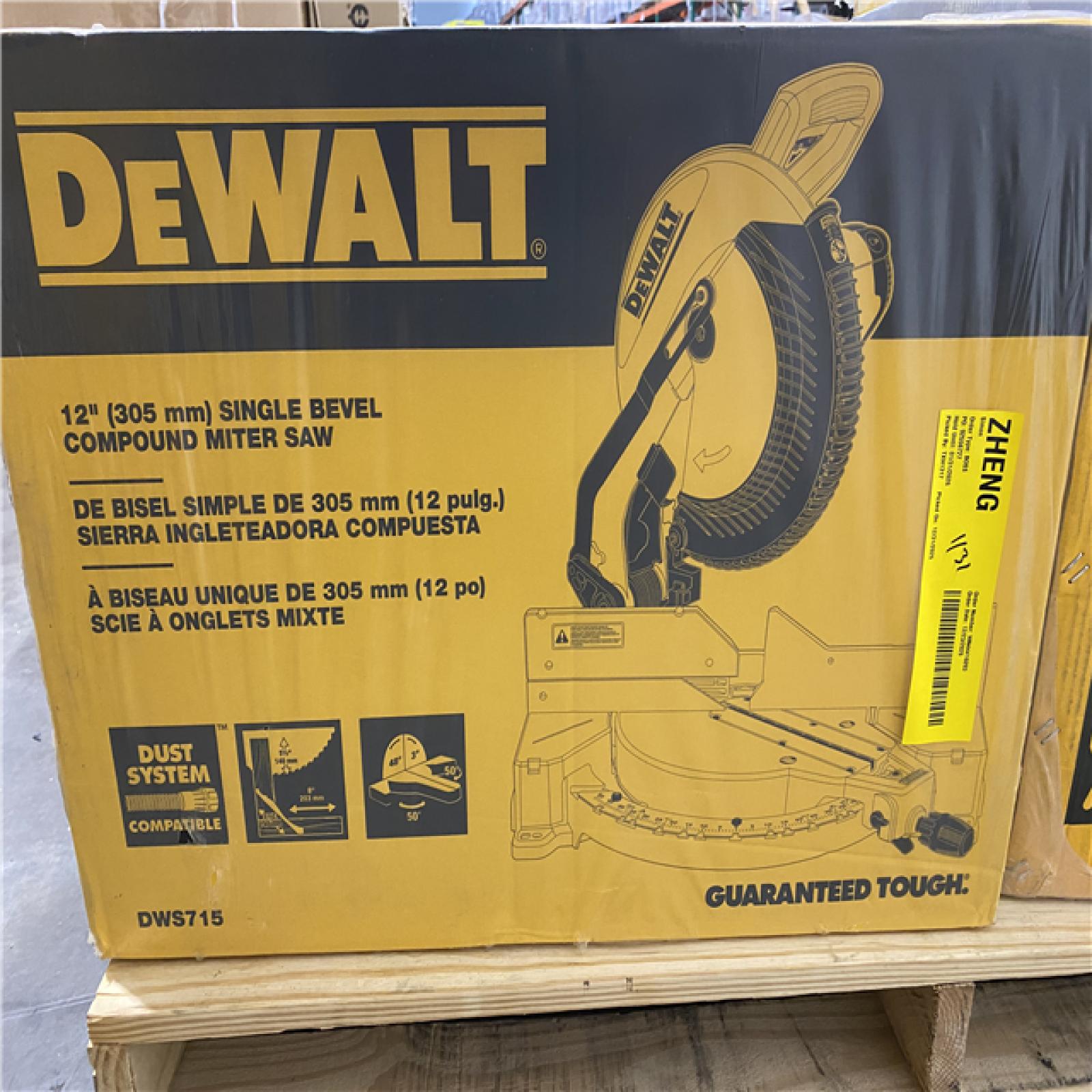 NEW- DeWalt 15 Amp Corded 12 in. Single Bevel Compound Miter Saw