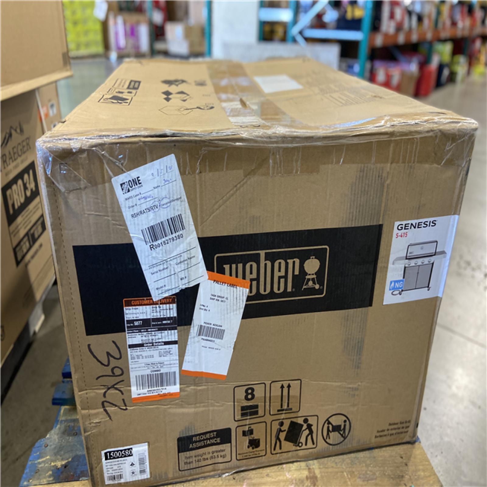 DALLAS LOCATION - Weber Genesis S-415 4-Burner Natural Gas Grill in Stainless Steel with Side Tables