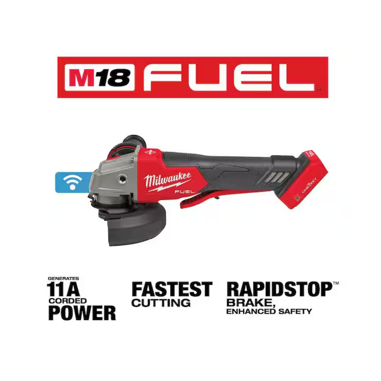 NEW! -Milwaukee M18 FUEL 18V Lithium-Ion Brushless Cordless 4-1/2 in./5 in. Braking Grinder With Paddle Switch (Tool-Only)