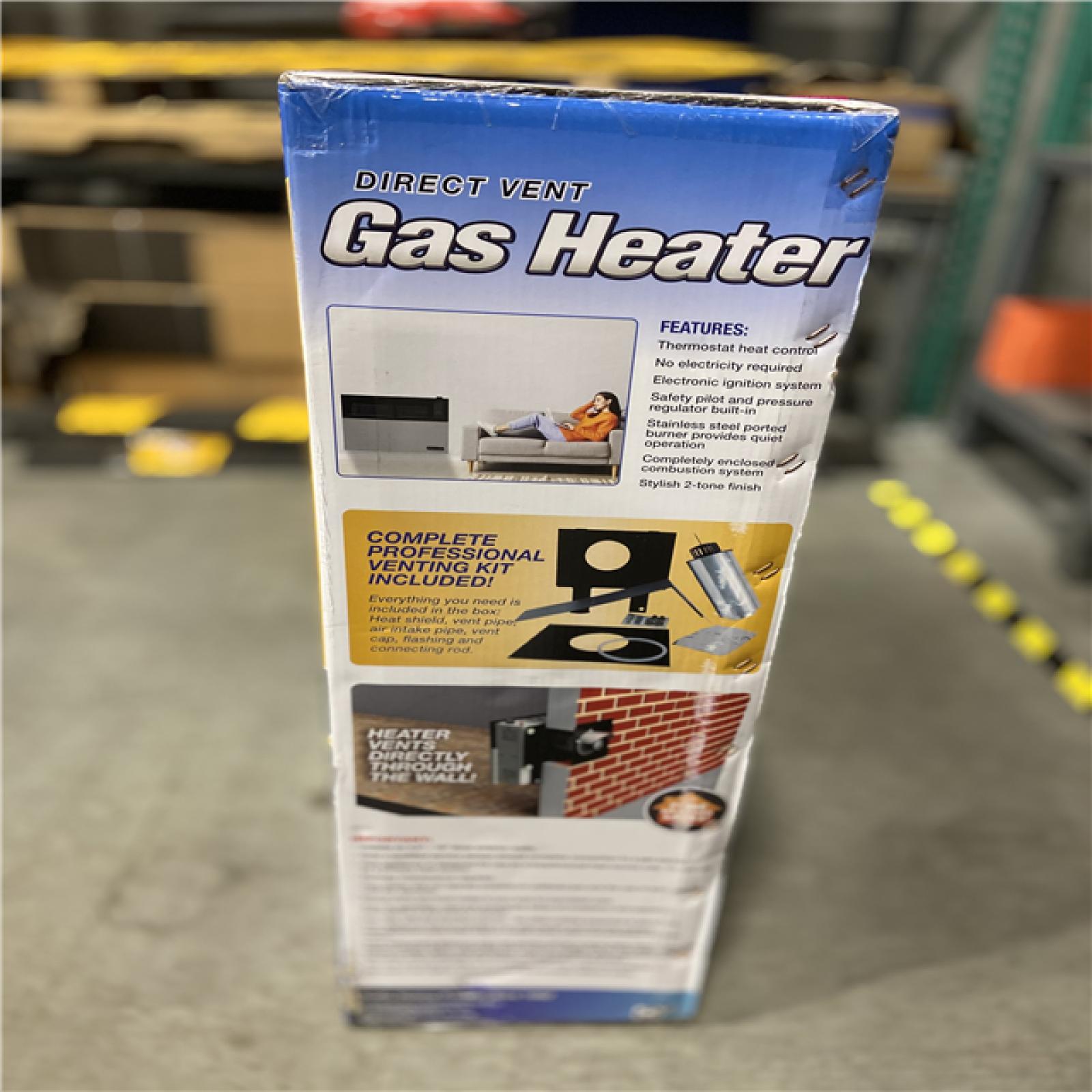 DALLAS LOCATION -Comfort Glow Direct Vent NATURAL Gas Wall Heater/Furnace with Thermostat 25,000 BTU. Professional Vent Kit