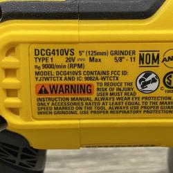 AS-IS DEWALT 20V XR Cordless 4-1/2. in. to 5 in. Variable Speed Angle Grinder (Tool Only)