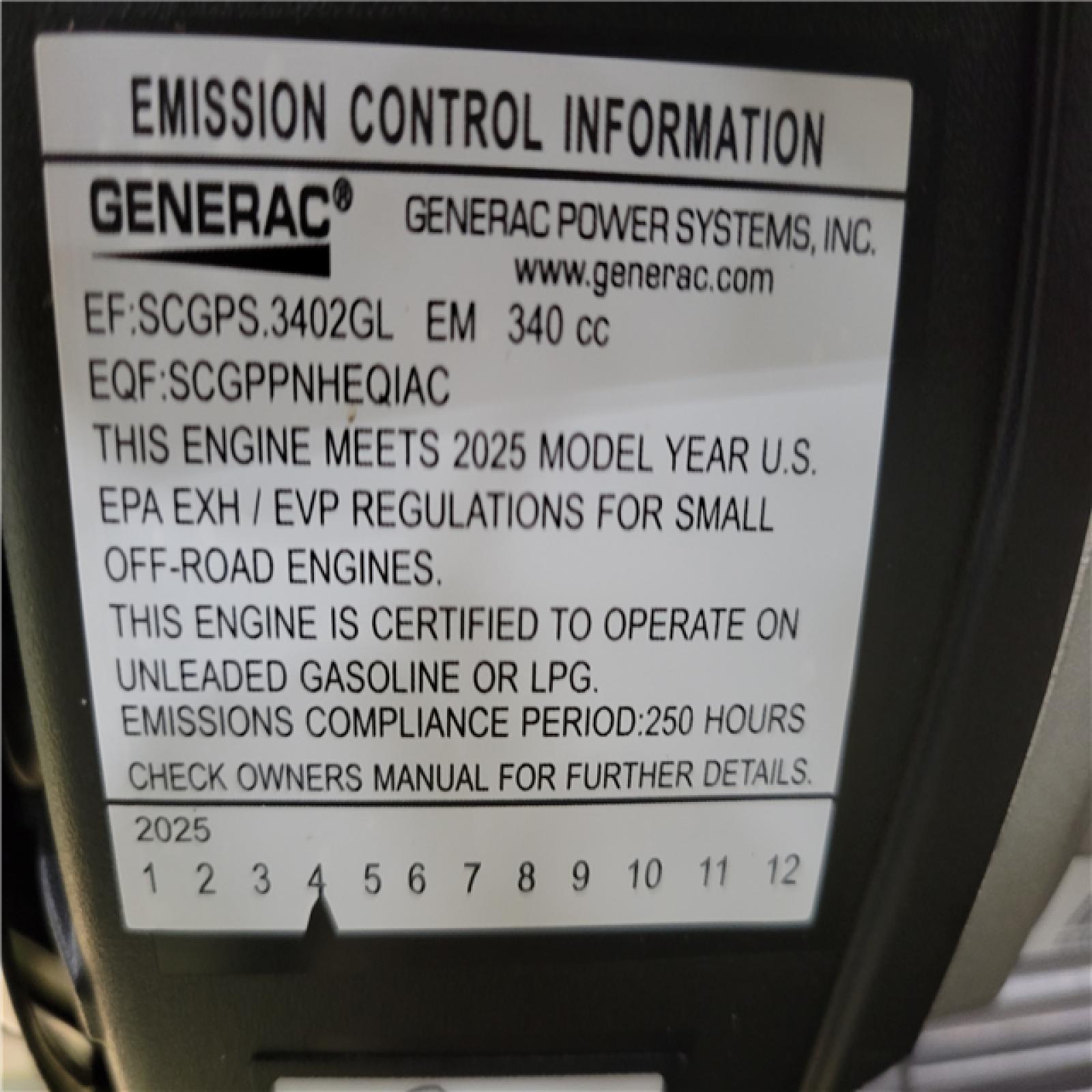 CALIFORNIA AS-IS GENERAC GENERATOR