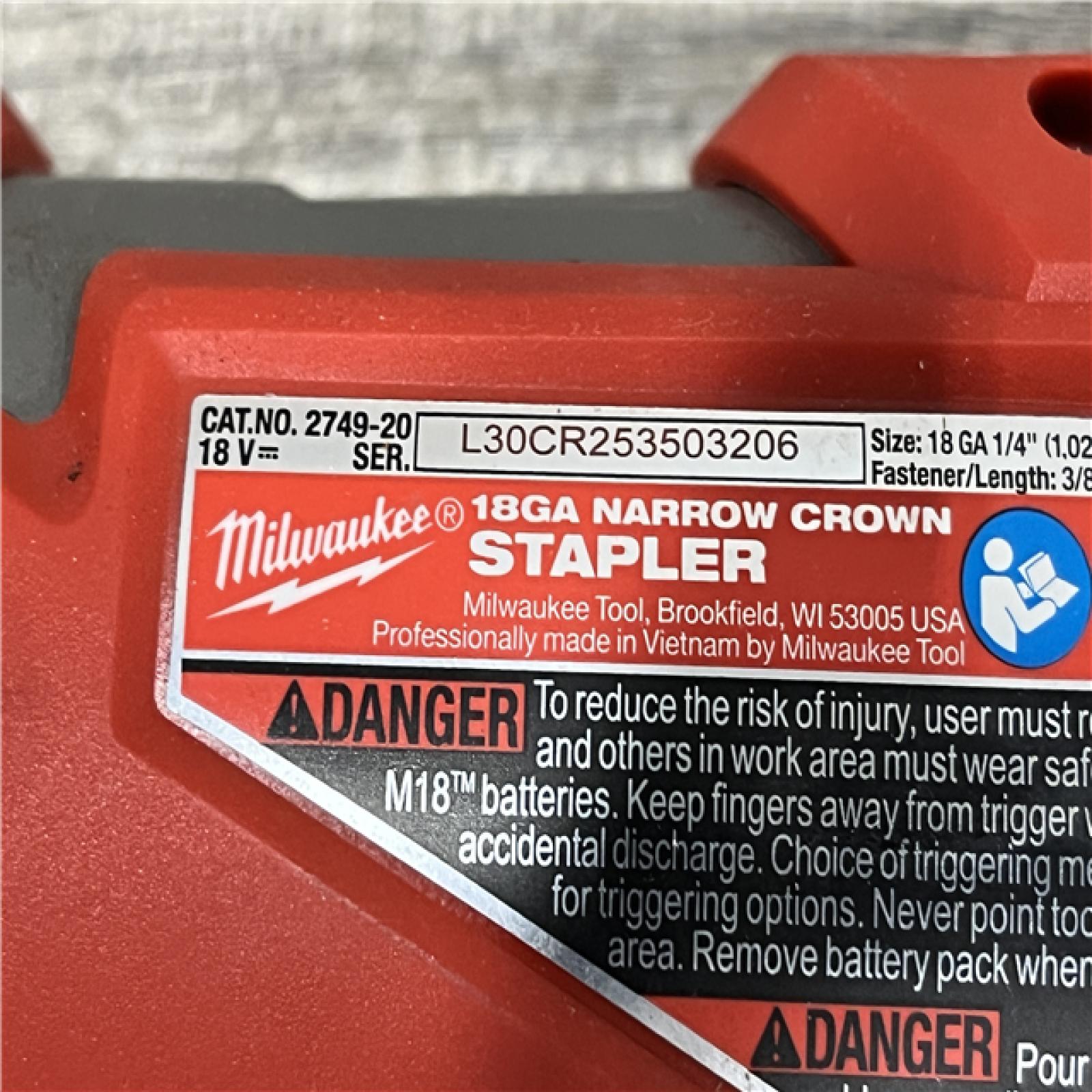 AS-IS Milwaukee FUEL 18-Volt Lithium-Ion Brushless Cordless 18-Gauge 1/4 in. Narrow Crown Stapler (Tool-Only)