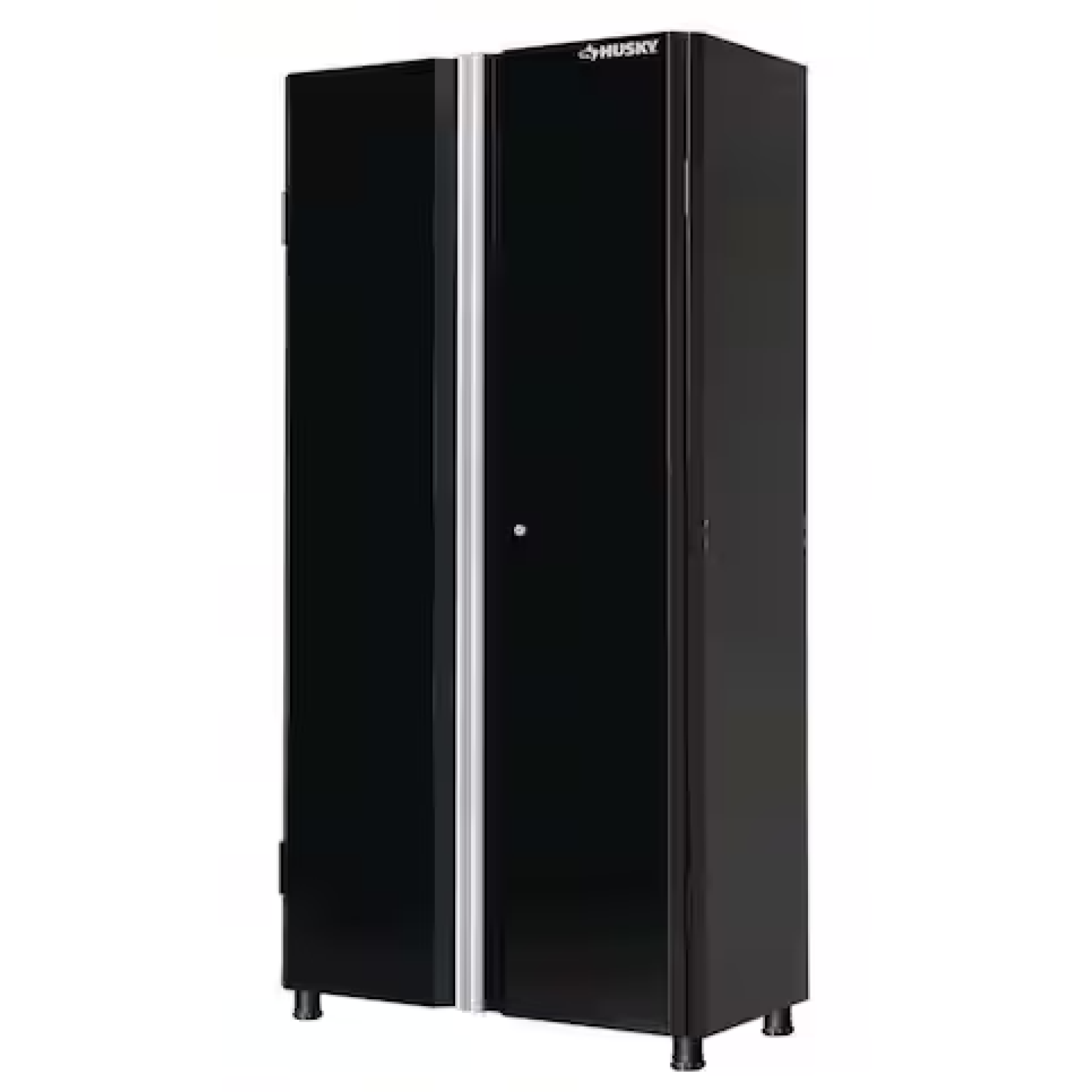 DALLAS LOCATION- AS-IS HUSKY STORAGE CABINET & WORKBENCH W/ PEGBOARD (BLACK)