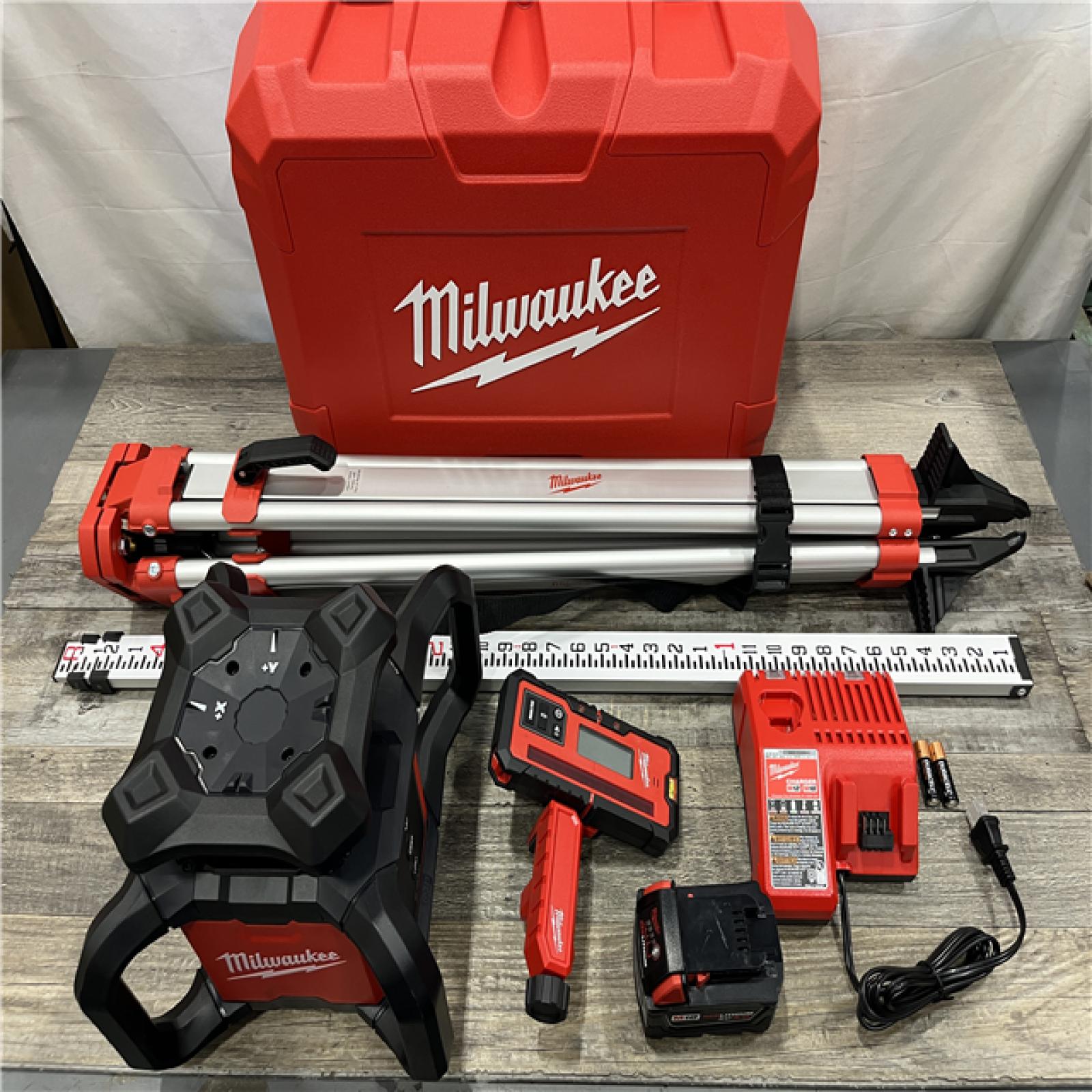 AS-IS Milwaukee M18 2000 ft. Red Exterior Rotary Laser Level Kit