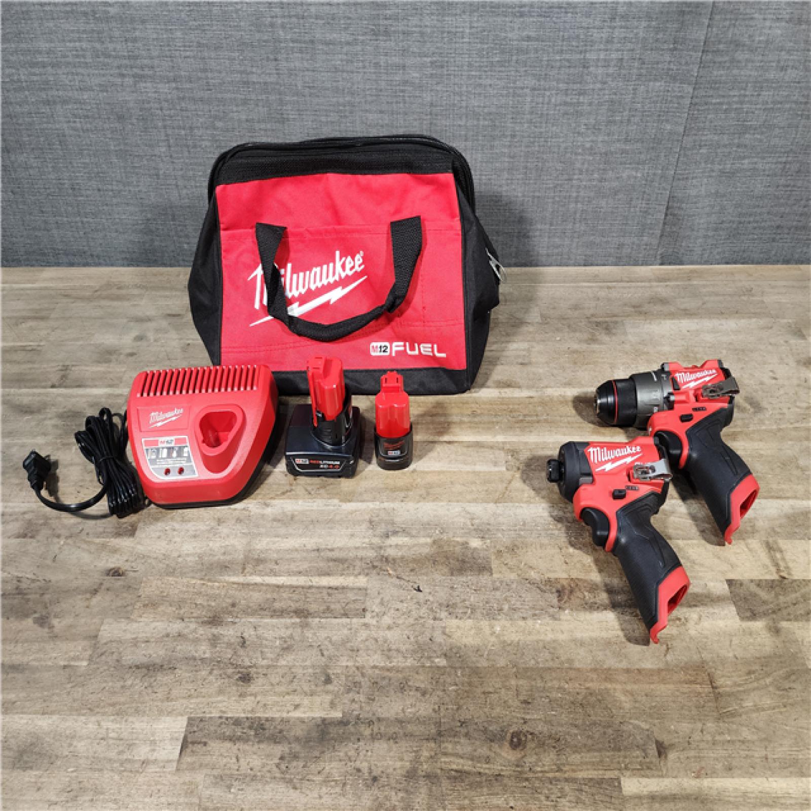 HOUSTON LOCATION - AS-IS Milwaukee 3497-22 12V Brushless Hammer Drill and Impact Driver Combo Kit