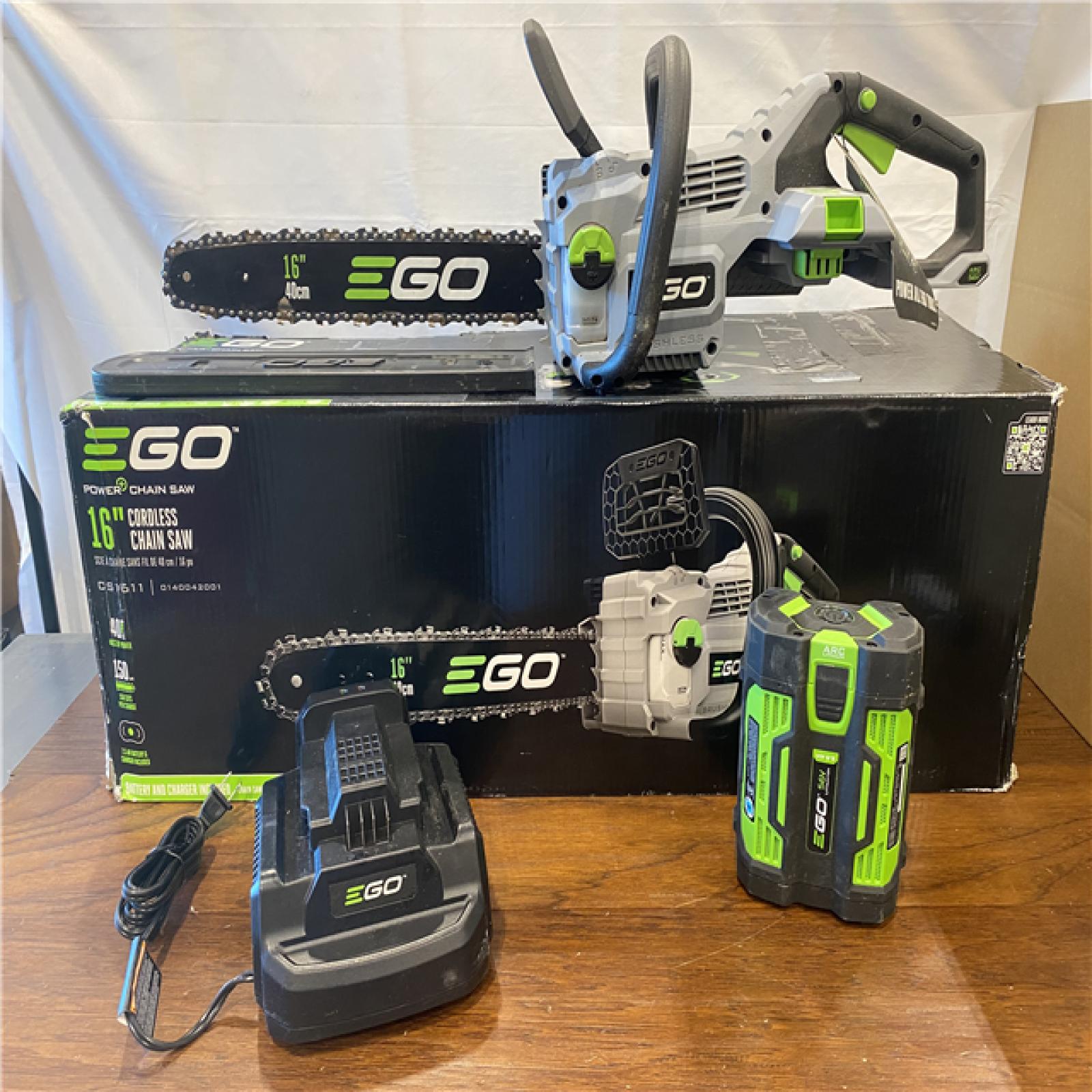 AS-IS EGO POWER+ 56-volt 16-in Brushless Cordless Electric Chainsaw 2.5 Ah (Battery & Charger Included)