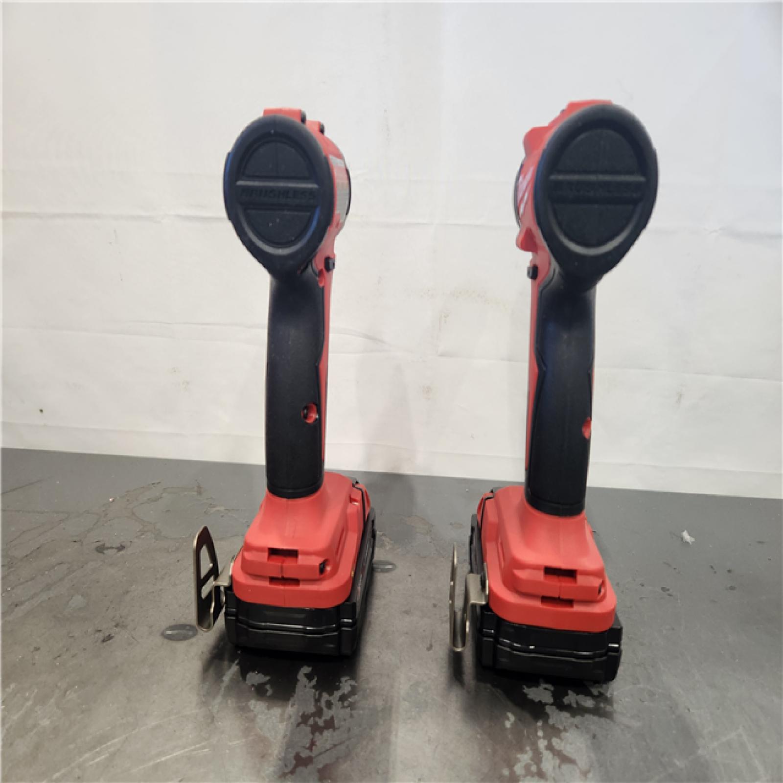 AS-IS- Milwaukee M18 18V Lithium-Ion Brushless Cordless Compact Drill/Impact Combo Kit (2-Tool) W/(2) 2.0 Ah Batteries  Charger & Bag