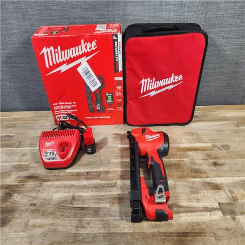 HOUSTON LOCATION - AS-IS Milwaukee Tool 2448-21 Lithium-Ion Cordless Cable Stapler Nailer Kit with 2.0Ah Battery  12-Volt