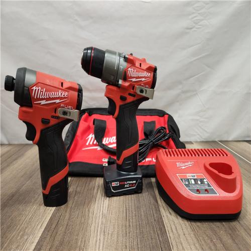 AS-IS - Milwaukee 12V Brushless Hammer Drill and Impact Driver Combo Kit
