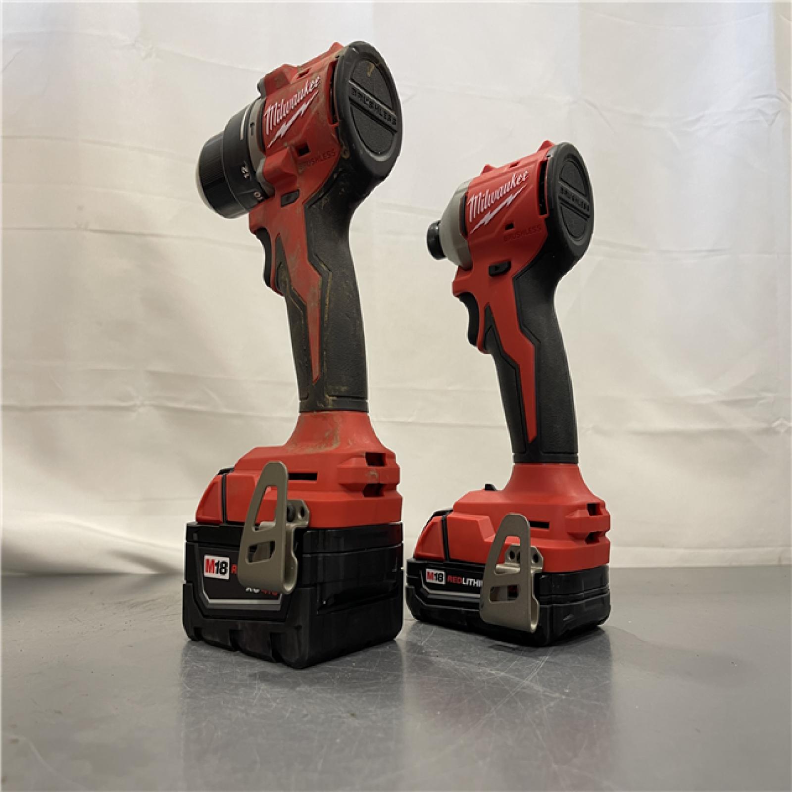 AS-IS - Milwaukee M18 18-Volt Lithium-Ion Brushless Cordless Compact Hammer Drill/Impact Combo Kit