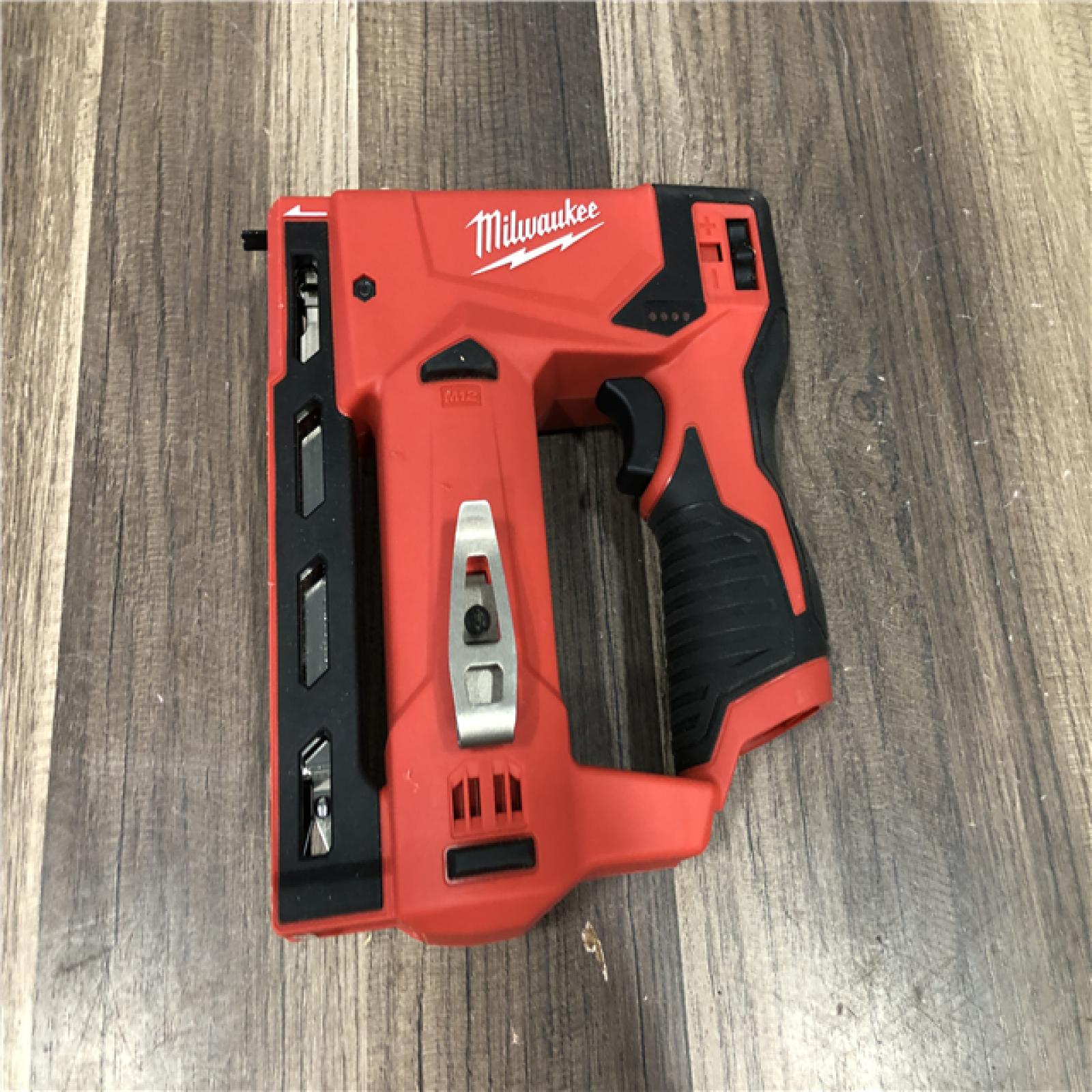 AS-IS Milwaukee 12-Volt Lithium-Ion Cordless 3/8 in. Crown Stapler (Tool-Only)