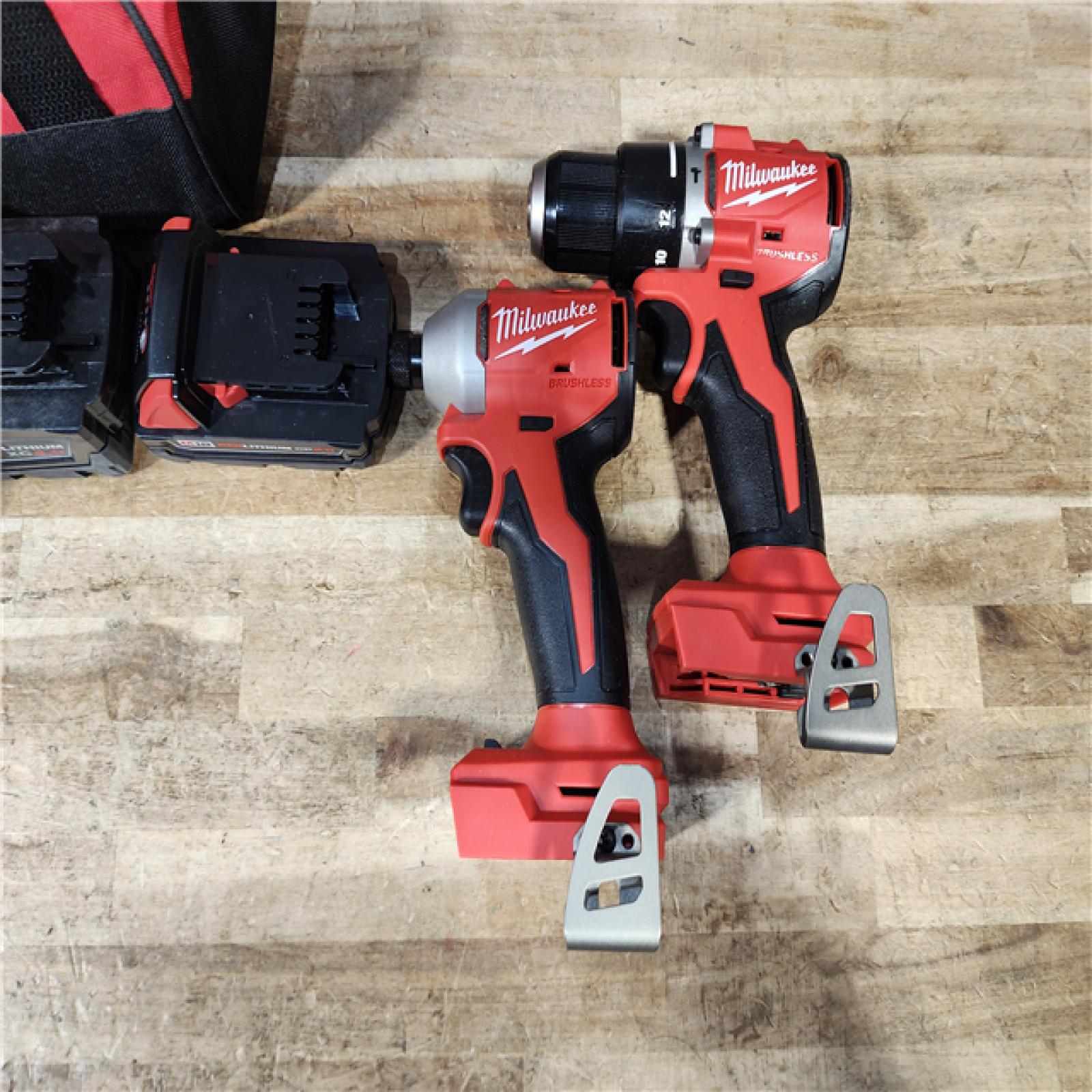 HOUSTON LOCATION - AS - IS Milwaukee 18-Volt Lithium-Ion Brushless Cordless Compact Hammer Drill/Impact Combo Kit